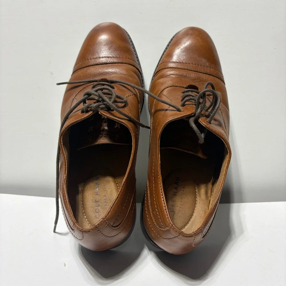 Cole Haan Grand.OS Cap Toe Oxford Mens 9.5 Brown Leather Dress Shoes Business